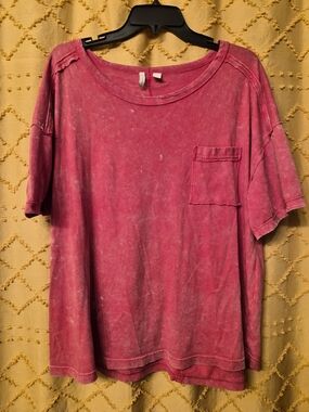 Cato Washed Red Short Sleeve Pocket Tee